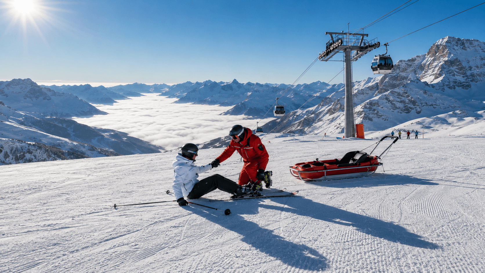 Chute dans une station de ski